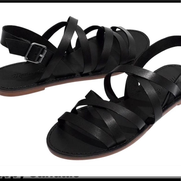 Madewell boardwalk black strap sandals size 8 - Picture 1 of 8